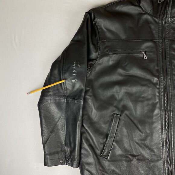 Zero 100% Genuine Leather Motorcycle Biker Jacket Men’s XXL Black Grey Urban - Picture 15 of 16